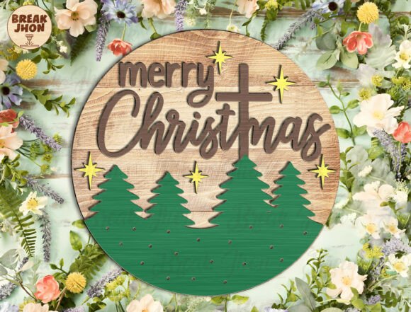 Christmas Cross and Trees Round Sign SVG Review for Real Projects
